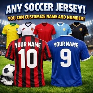 Customizable Soccer Jersey - Blue & Red Options